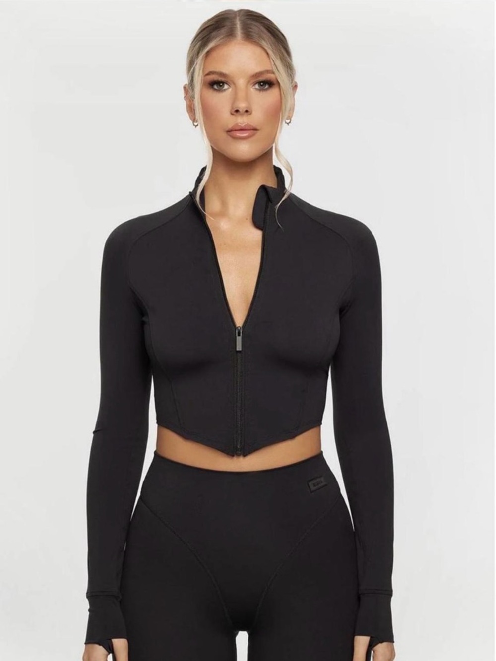 Nama Black Zip-Up Cropped body Butter Jacket